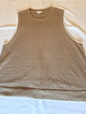 Haven Open-Knit Sleeveless Tank in Light Brown